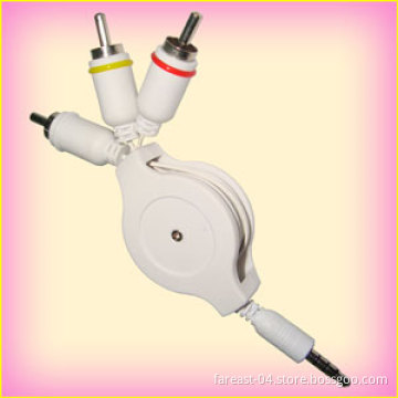 Retractable 3.5mm Plug to 3 RCA Plug Audio Cable